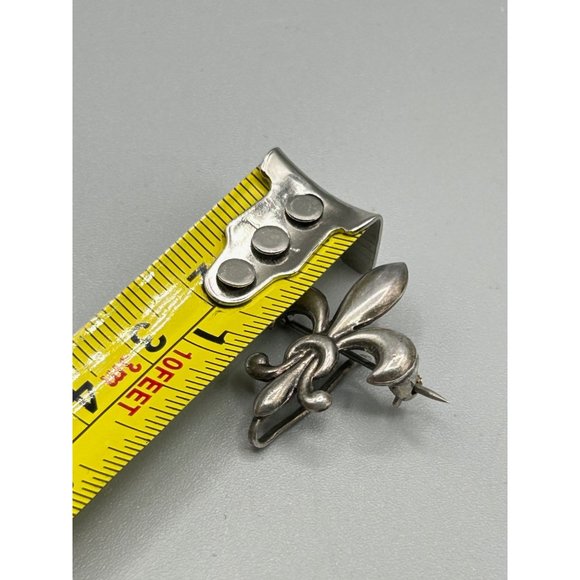 Vintage Sterling Silver Fleur De Lis Pocket Watch Holder Pin Brooch - Picture 6 of 7